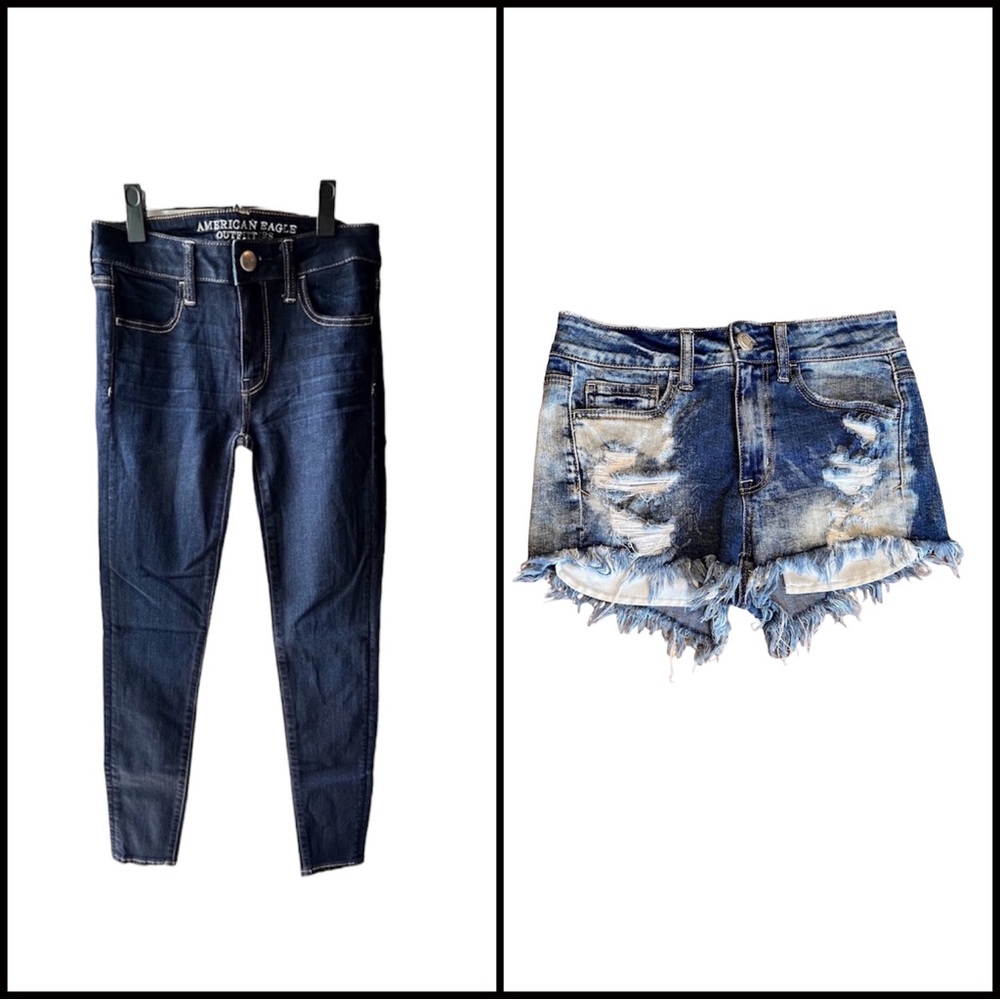 AE Dark Wash Jegging & High Rise Shortie Size 2 Bundle